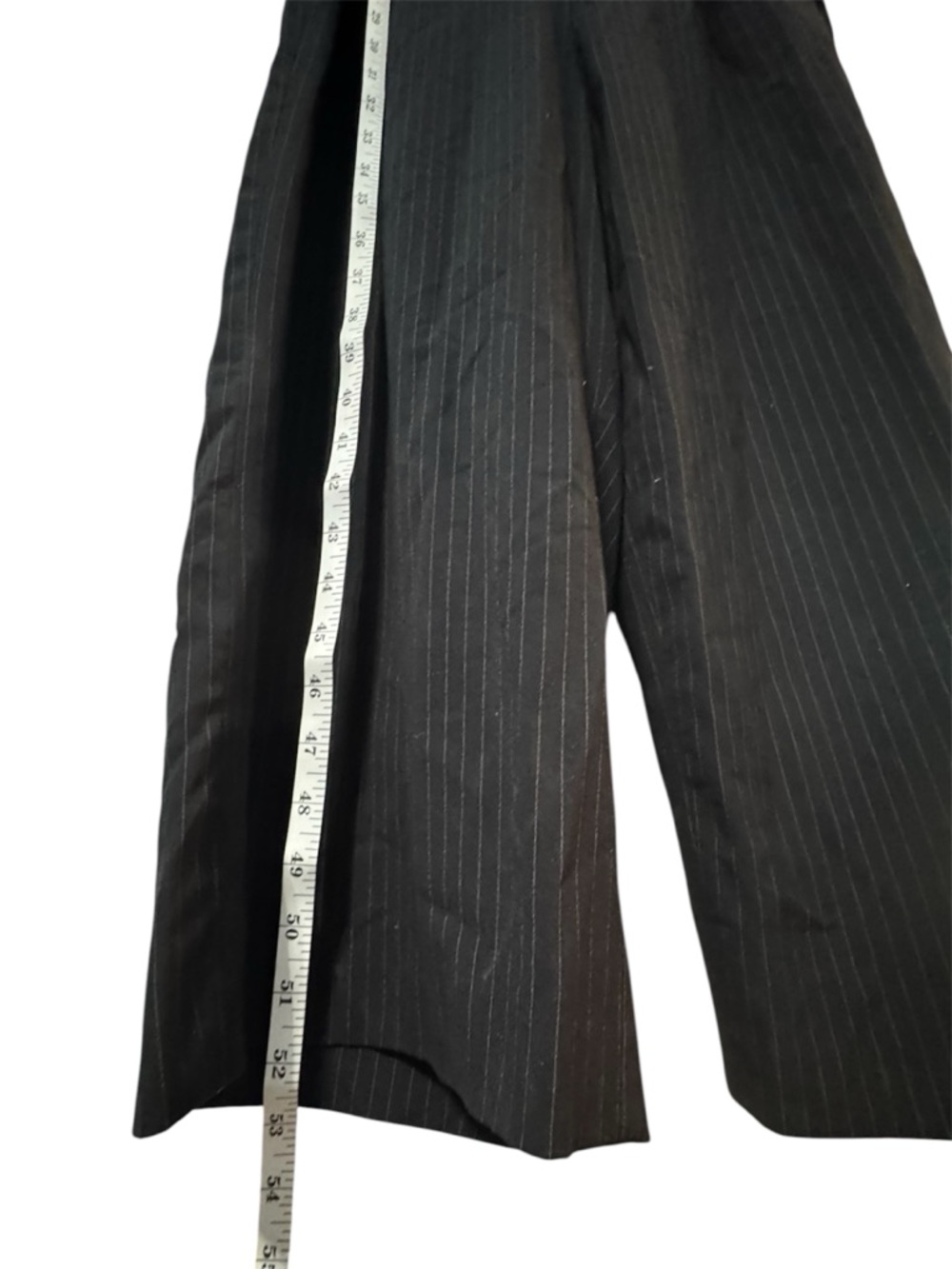 Ivanka Trump Black Pinstripe Wide Leg Jumpsuit Belted Size 12 - Picture 3 of 6